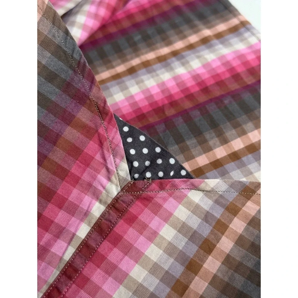 Tommy Bahama Mens XL Plaid Long Sleeve Button‎ Down Shirt Pink Brown Gray Cotton